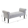 52" Linen Upholstered Accent Ottoman Bench With Armrests, Light Grey