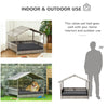Wicker Dog House Elevated Raised Rattan Bed for Indoor/Outdoor with Removable Cushion Lounge, Charcoal Grey