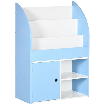 Toy Storage Organizer, Kids Bookshelf, Freestanding Children Bookcase with Cabinet for Toys Clothes Books, Blue
