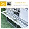 43" L Wooden Rabbit Hutch Bunny Cage Small Animal House Enclosure with Ramp, Removable Tray and Weatherproof Roof for Outdoor, Grey