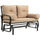 2-Person Outdoor Glider Chair, Patio Double Rocking Loveseat with Steel Frame and Cushions for Backyard, Garden and Porch, Khaki