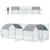 Galvanized Large Metal Chicken Coop Cage Walk-in Enclosure Poultry Hen Run House Playpen Rabbit Hutch with Cover for Backyard, Silver