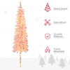 7' Flocked Christmas Trees, Pencil Prelit Artificial Christmas Tree with Snow Downswept Branches, Pink