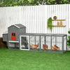 118" Extra Large Chicken Coop with Asphalt Roof, Wooden Hen House with Slide-out Tray, Quail Hutch with Nesting Box, Gray