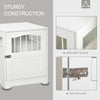 Furniture Stylish Dog Kennel, Wooden & Wire End Table with Cushion & Lockable Door, Miniature Size Pet Crate Indoor Puppy Cage, White