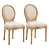 French-Style Upholstered Dining Chairs Set of 2, Armless Accent Side Chairs with Linen-Touch Upholstery, Beige