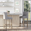 Bar Stools, Bar Stools with Backs, Linen-Touch Polyester Fabric, Tufted Stitching for Kitchen, Bar, Bar Height Bar Stools, Grey