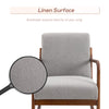 Upholstered Rocking Armchair with Wood Base and Linen Fabric Padded Seat for Living Room, Grey