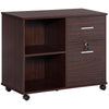 Lateral File Cabinet with Wheels, Mobile Printer Stand with Open Shelves and Drawers for A4 Size Documents, Walunt