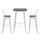3 Piece Industrial Dining Table Set, Counter Height Bar Table & Chairs Set with Footrests for Bistro, Pub, White and Brown