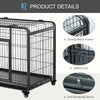 Folding Design Heavy Duty Metal Dog Cage Crate & Kennel with Removable Tray and Cover, & 4 Locking Wheels, Indoor/Outdoor 49"