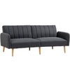 Dark Grey Two Seater Sofa Bed, Convertible Futon Couch Bed, Linen Upholstered Loveseat with Adjustable Backrest