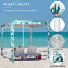 Quick Beach Cabana Canopy Umbrella, 8' Easy-Assembly Sun-Shade Shelter with Sandbags and Carry Bag, Cool UV50+ Fits Kids & Family, Green Coconut Palm