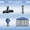 Outdoor 10' x 10' Patio Gazebo Outdoor Pop-Up Canopy with Sidewalls, Instant Setup, 4 Mesh Walls for Party, Events, Backyard, Lawn, Blue