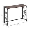 Folding Console Table, Industrial Sofa Table, Narrow Farmhouse Table with Metal Frame for Living Room, Entryway, Foyer, Brown