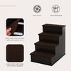 Pet Stairs, Small Pet Steps with Cushioned Removable Covering for Dogs and Cats Up To 22 Lbs., Dark Coffee