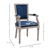 Velvet Dining Chair Vintage Dining Room Chair High Back Dining Chair with Armrests Smooth Fabric Solid Wood Legs for Dining Room - Blue