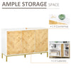 Modern 3 Door Accent Sideboard Storage Cabinet with Chevron Pattern and Adjustable Shelving, Natural Wood