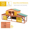 88.5" Wooden Rabbit Hutch Bunny Hutch Guinea Pig House with Removable Tray, Double Ramp and Weatherproof Asphalt Roof for Outdoor, Orange