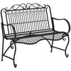 Metal Park Bench for Front Porch, Loveseat Like 2 Person, Armrests, Steel Frame, European Antique Style Outdoor Furniture, Black