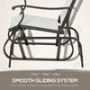 3-Piece Gliding Chair & Tea Table Set, Outdoor 2 Rocker Seats with Steel Frame, Tempered Glass Tabletop, Garden Patio Furniture, Cream White