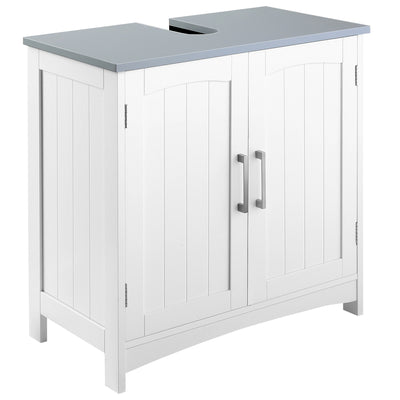 Pedestal Under Sink Cabinet with Double Doors, Modern Bathroom Vanity Unit, Storage Cupboard with Adjustable Shelves, White