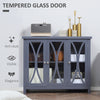Modern Kitchen Sideboard, Buffet Cabinet with 2 Storage Cupboard, Glass Doors for Living Room, Bedroom, Grey