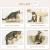 Cat Wall Shelves, with Hammock, Scratching Post, Steps, Platforms, Beige