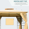 10' x 10' Outdoor Patio Gazebo Canopy with 2-Tier Polyester Roof, Mesh Netting Sidewalls, and Steel Frame Beige