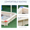 Kids Wooden Cabana Sandbox Children Outdoor Backyard Playset w/ Bench Canopy
