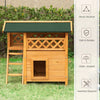 Outdoor Cat House, 2-Story Shelter for Feral Cats, Wooden Kitten Condo with Asphalt Roof, Stairs, Balcony, 30"x20"x29", Natural