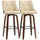 Counter Height Bar Stools Set of 2 PU Leather Swivel Barstools with Footrest and Tufted Back, Beige