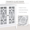 Sideboard Display Cabinet with Double Framed Glass Doors, 2 Adjustable Shelves, and Elevated Base, White