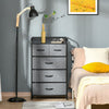 5-Drawer Dresser Tower 4-Tier Storage Organizer with Steel Frame Wooden Top for Bedroom Hallway Closets Grey