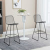 Bar Stools, Metal Bar Stools with Backs, Curved Slatted Backrest, Steel Frame for Kitchen, Bar, Bar Height Bar Stools, Black