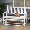 Patio Glider Bench, Outdoor Swing Rocking Chair Loveseat with Wooden Frame, White