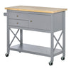 Utility Kitchen Cart Rolling Kitchen Island Storage Trolley with Rubberwood Top