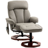Recliner Chair with Ottoman, Electric Faux Leather Recliner with 10 Vibration Points and 5 Massage Mode, Swivel Reclining Chair with Wood Base, Remote Control and Side Pocket, Grey