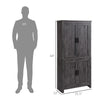 64" 4-Door Kitchen Pantry, Freestanding Storage Cabinet with 3 Adjustable Shelves for Kitchen, Dining or Living Room, Grey
