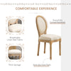 French-Style Upholstered Dining Chairs Set of 2, Armless Accent Side Chairs with Linen-Touch Upholstery, Beige
