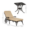 Outdoor Foldable Lounge Chair and Side Table Set with Adjustable Backrest and Wheels, Aluminum Chaise Lounger Sun Lounger for Yard, Beige