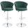 Adjustable Bar Stools Set of 2, Upholstered Counter Height Barstool with Swivel Seat, Wing Back, Footrest for Dining Room, â€ŽDark Green