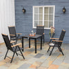 5 Piece Patio Dining Set Outdoor Furniture Set with 4 Folding Reclining Sling Chairs for Garden, Backyard and Poolside, Black