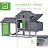 Backyard Chicken Coop Kit Outdoor 59" Solid Wood Enclosed House with Ventilation Door, Removable Tray & Chicken Nesting Box Grey