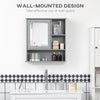 Wall-Mounted Bathroom Mirror Cabinet Organizer with Storage, Adjustable Shelf, and Magnetic Door Design, Grey