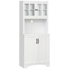 Accent Kitchen Buffet and Hutch Wooden Storage Cabinet with Glass Framed Door, and Microwave Space, White