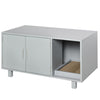 Wooden Cat Litter Box Enclosure & House with Nightstand/End Table Design  Scratcher & Magnetic Doors  Grey