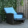 Patio Wicker Recliner Chair with Footrest, Outdoor PE Rattan 360Â° Swivel Chair with Soft Cushion, Lounge Chair for Patio, Light Blue