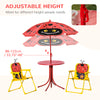 Kids Picnic Table and Chair Set, Outdoor Folding Garden Furniture, for Patio Backyard, with Ladybird Pattern, Removable & Height Adjustable