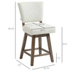 Bar Stools, Bar Stools with Back, Diamond Pattern, Rubber Wood Legs for Kitchen, Bar, Counter Height Stools, Cream White